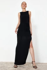 Trendyol Black Body-Sitting Glittering Glittered Knitted Long Evening Dress