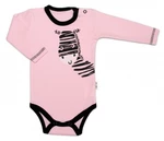 Baby Nellys Body dlouhý rukáv, růžové, Zebra, vel. 50 (0-1m)