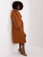 Light brown long coat with button fastening