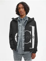 Black Men's Patterned Lightweight Hooded Jacket Calvin Klein Jeans - Men's