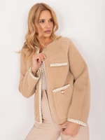 Dark beige women's zippered jacket with pockets