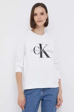 Bavlněná mikina Calvin Klein Jeans dámská, bílá barva, s potiskem, J20J219140