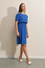 Bigdart 2375 Button Detailed Knitted Dress - Sax