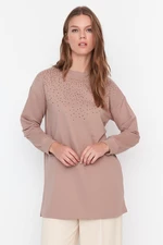 Trendyol Mink Sequin Knitted Tunic