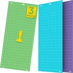 HTVRONT 3pcs 12x24inch Mixed Color PVC Adhesive Cutting Mat Engraving Machine Base Plate Pad for Cricut Explore Air/Air2/Maker
