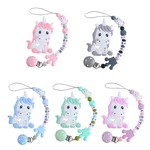 Personalized Name Pacifier Clip for Babies Cute Animal Silicone Teether Set Custom Nipple Attachment Necklace Dummy Chain Holder