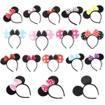Disney 17 Colors Mickey Minnie Hairband Dot Bow Mouse Ears Headband Headdress Accessories For Birthday Party