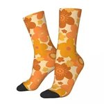 Men's Socks Groovy 70s Retro Vintage Pattern Retro Harajuku Floral Flowers Hip Hop Novelty Seamless Crew Crazy Sock Gift Printed