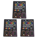 3X 19X26cm Large Magic Color Rainbow Scratch Paper Note Book Black Diy Drawing Toys Scraping Painting Kid Doodle