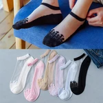 6 Pairs Women Socks Summer New Flower Lace Ankle Socks Soft Silk Thin Transparent Socks Solid Cute Socks Cute Socks Lolita Socks