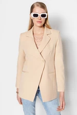 Trendyol Beige Woven Lined Double Breasted Blazer with Closure