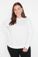 Trendyol Curve Ecru Crew Neck Basic Thin Knitted Sweatshirt