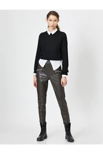 Koton Women's Brown Cigarette Trousers