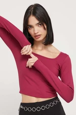 Tričko s dlouhým rukávem Hollister Co. fialová barva