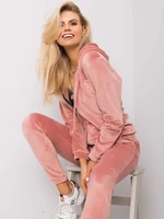 Velour women's set in powder pink