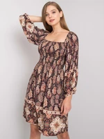 Dark brown patterned dress by Hayley OH BELLA
