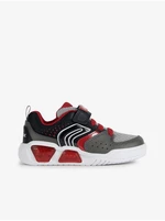 Red and Grey Boys Sneakers with Glowing Sole Geox - Boys