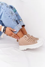 Women's high sneakers on a large sole light brown Trissy