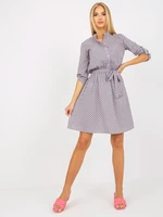 Grey patterned casual dress with viscose