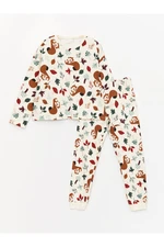 LC Waikiki Crew Neck Printed Long Sleeve Girls' Pajamas Set