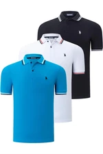 TRIPLE SET T8594 DEWBERRY MENS T-SHIRT-BLACK-WHITE-DARK BLUE