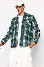 Trendyol Green Men's Slim Fit Lumberjack Plaid Buttoned Collar Shirt