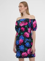 Orsay Różowo-Czarna Damska Sukienka w kwiaty - Kobieta