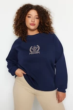 Trendyol Curve Navy Plus Size Sweatshirt