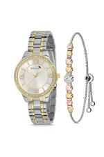 Polo Air Women's Wristwatch Roman Numeral Single Row Stone Dorica Bracelet Yellow White Color