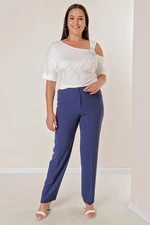 By Saygı Imported Crepe Plus Size Trousers with Elastic Sides.