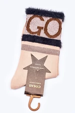 WOMEN'S COTTON SOCKS GO-GO WITH FUR COSAS BEIGE