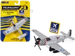 North American P-51 Mustang Fighter Aircraft Silver Metallic "United States Army Air Force" with Runway 24 Sign Diecast Model Airplane by Runway24