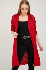 By Saygı Openwork Cardigan Red