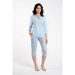 Salli women's pyjamas 3/4 sleeve, 3/4 legs - blue/duk blue
