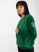 Dark green women's bomber sweatshirt with stitching RUE PARIS
