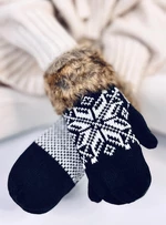 Fäustlinge mit Wintermotiv Schwarz