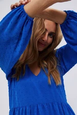 Dress with puff sleeves - blue