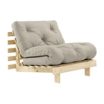 Fotel rozkładany z beżowym lnianym obiciem Karup Design Roots Raw/Linen