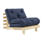 Fotel rozkładany z ciemnoniebieskim obiciem Karup Design Roots Raw/Navy