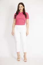 Şans Women's White Plus Size Front Pocket Gabardine Fabric Leggings