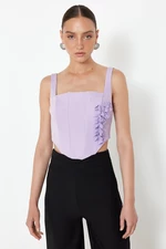 Trendyol Lilac Corset Detailed Woven Bustier with Flower Accessories