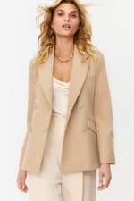 Trendyol Light Brown Regular Lined Double-Breasted Woven Blazer Jacket