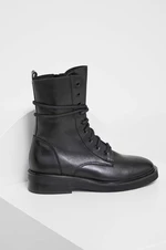Kožené kotníkové boty Answear Lab dámské, černá barva, na plochém podpatku, lehce zateplené