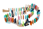 Adam Toys Dřevěné aktivní barevné domino, 128 ks,