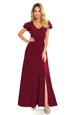Long dress with neckline and frills Numoco
