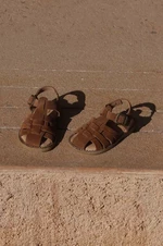 Dětské semišové sandály Konges Sløjd béžová barva