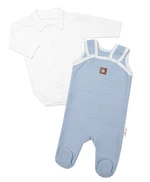 Baby Nellys 2D sada Star, body dl. rukáv,pletené dupačky, modré,62