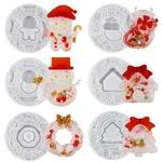 New Christmas DIY Epoxy Dressing Christmas Quicksand Mold Set Christmas Tree House Snowman House Pendant Silicone Mold