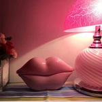 Pink Red Mouth Shape Lips Telephone Multi-Functional Cute Desk Landline Phone Home Office Decoration Set Stylish Household DIY