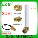 EOTH 1 2pcs 2.4g antenna 3dbi sma female wlan wifi 2.4ghz antene IPX ipex 1 SMA male pigtail Extension Cable iot module antena
